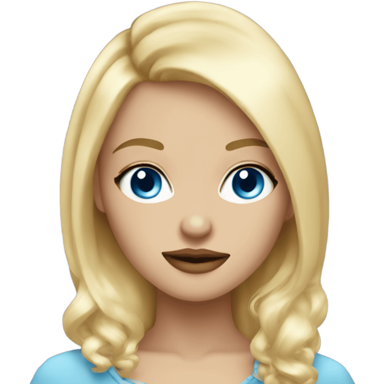 girl with blue eyes and blonde hair in coquette style emoji