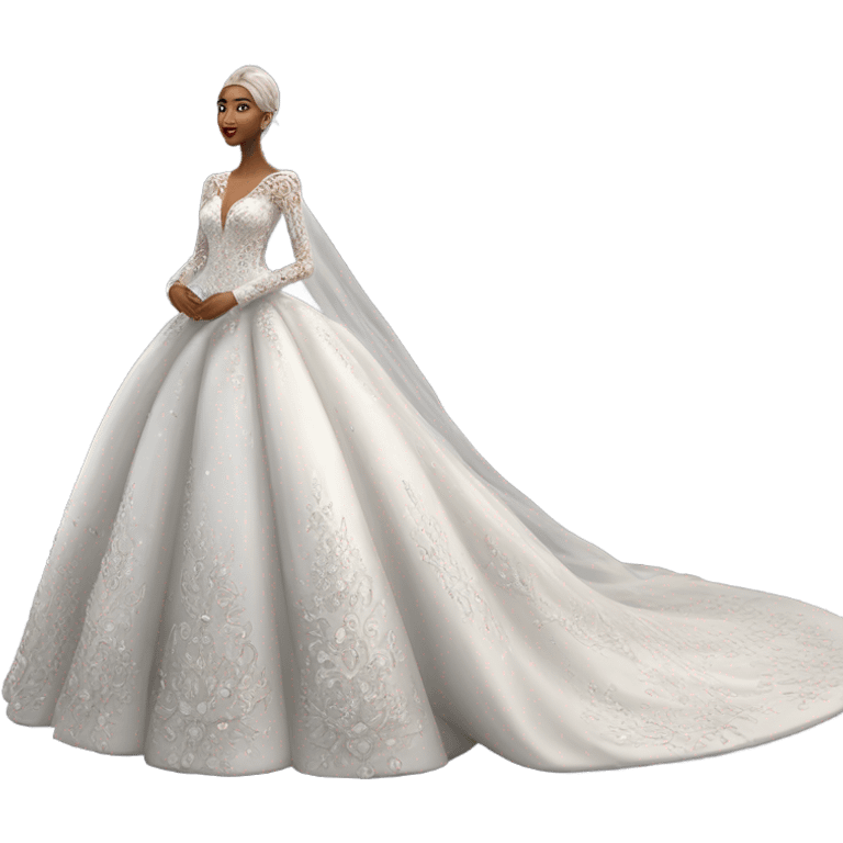 Hyper Realistic ornate ballgown long sleeve Wedding dress with diamanté no model emoji