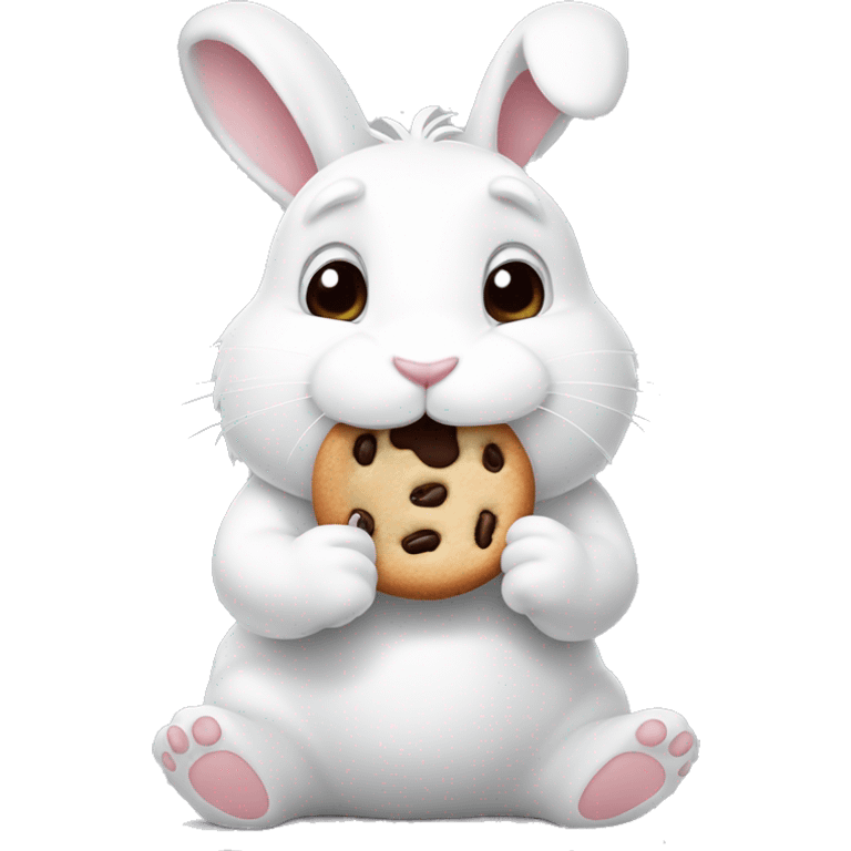 White Bunny eatting a Cookie  emoji