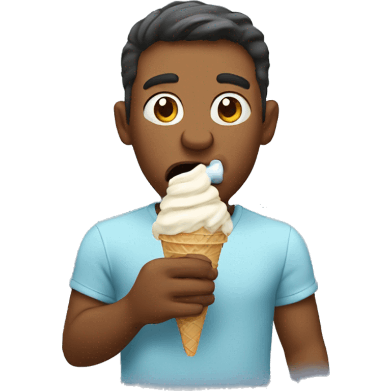 man eating ice cream melting emoji