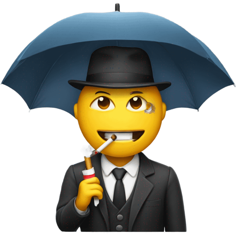 Man with the head of a cigarette holding an umbrella emoji