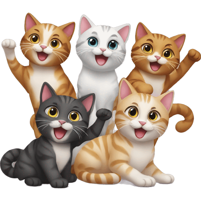 four cats celebrating emoji