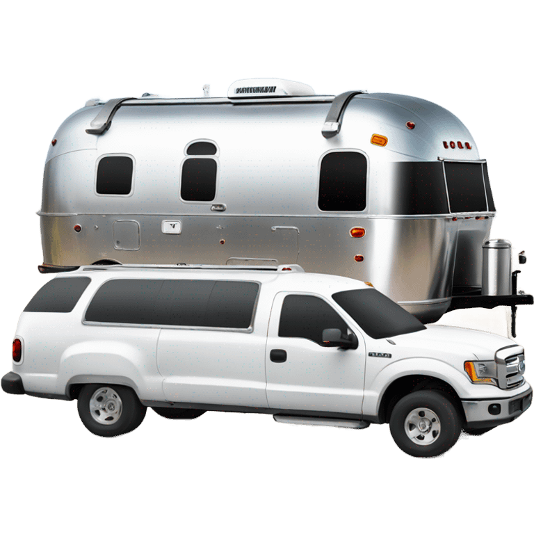 Airstream being towed by white truck emoji