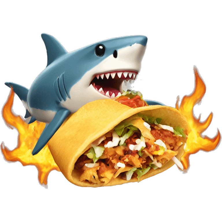 shark eating a taco on fire emoji