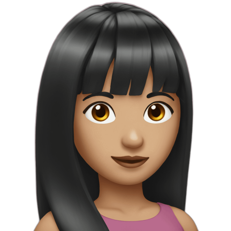 women long black hair with bangs emoji