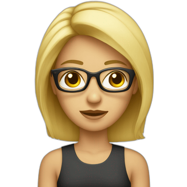 Mujer pelo muy corto rubia con gafas emoji