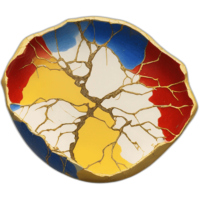 Kintsugi ecuador yellow, red and blue emoji