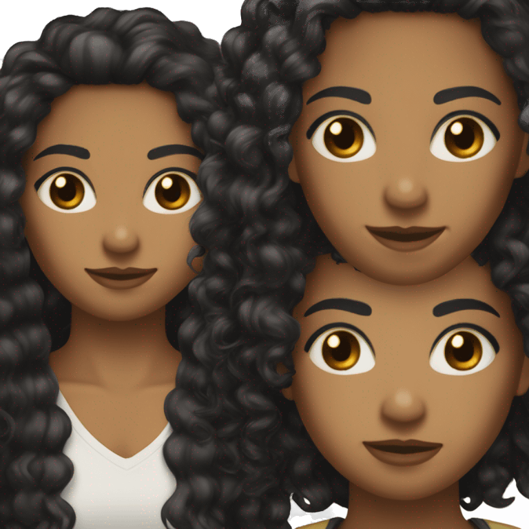 curly long  black hair with blond tips skin color b button nose eyebrows brown/ black eyes and I'm a brown skin emoji