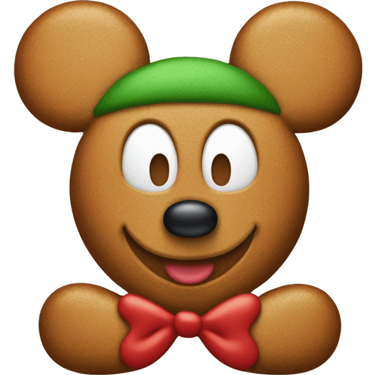 christmas gingerbread man wearing mickey mouse ears emoji