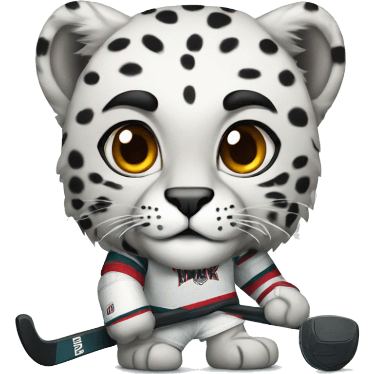 snow leopard as a "ak bars" hockey player emoji