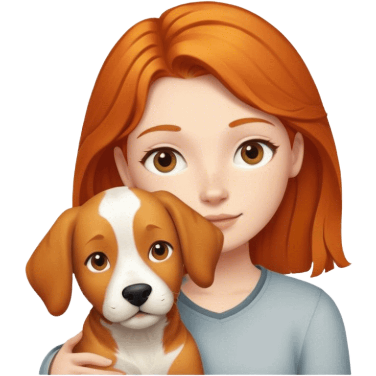 ginger girl with dog emoji