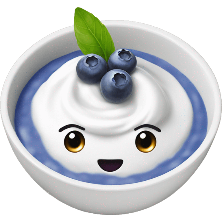 Yogurt in a bowl with blueberries  emoji