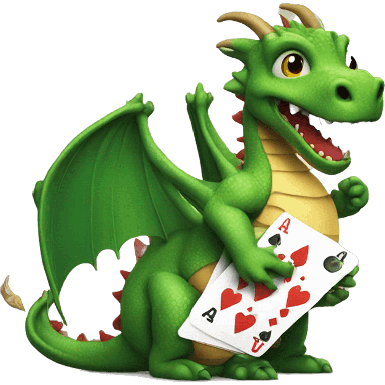 A dragon holding a hand of poker cards emoji