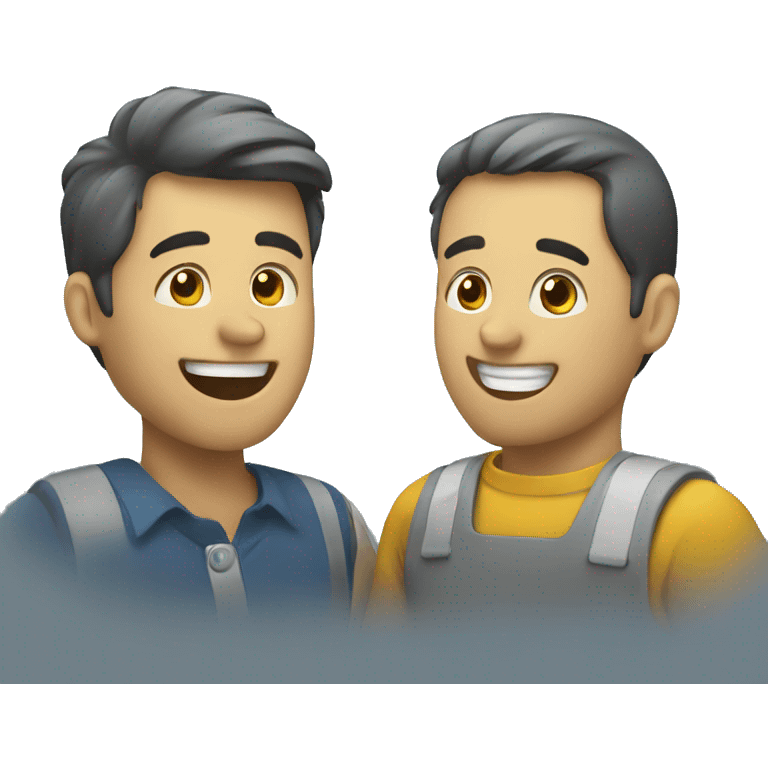 Two happy employees talking to each other  emoji