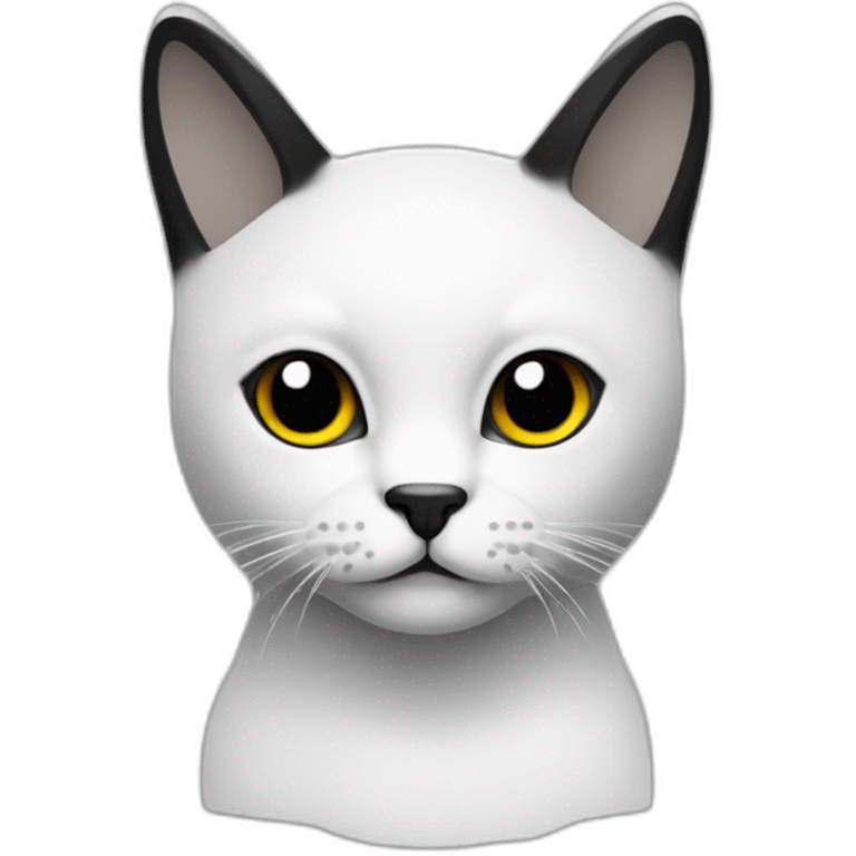 Gato color blanco con negro con una linea negra en su cara de lado derecho emoji