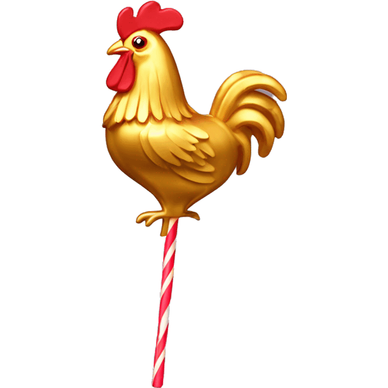 lollipop in the shape of a candy gold rooster emoji