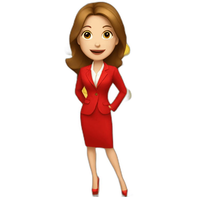 Posh-woman-with-red-suit-holding-golden-coins emoji