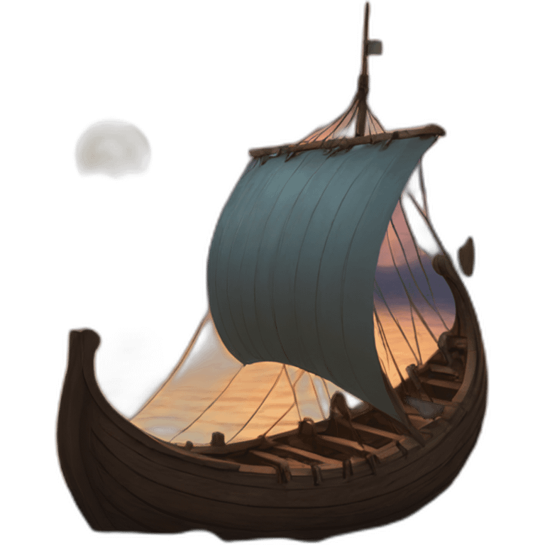 viking ship on the ocean at sunset emoji