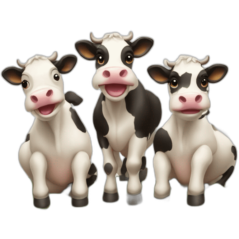 Three cute cows drinking wine emoji