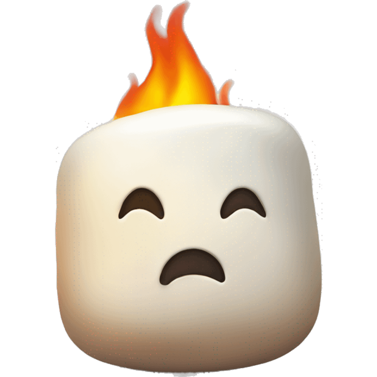 Sad marshmallow on fire emoji