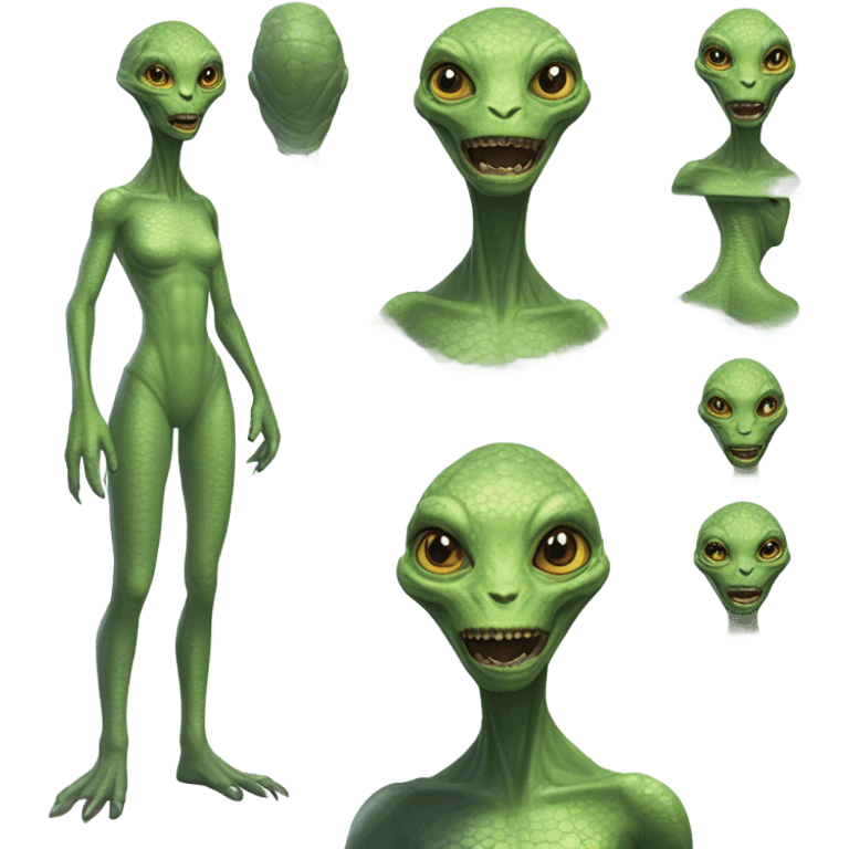 a reptilian alien woman full body emoji