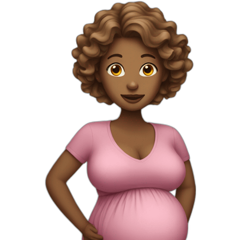 Wavy hair pregnant woman emoji