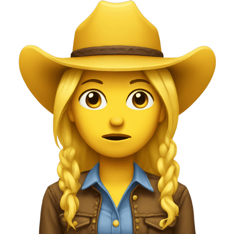 Sad cowgirl yellow head round emoji emoji