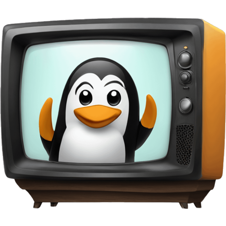 television with penguin and plex on screen emoji