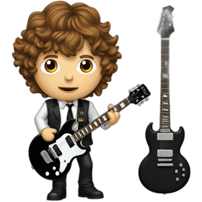 Angus Young english schoolboy dress,and his Gibson SG guitar emoji