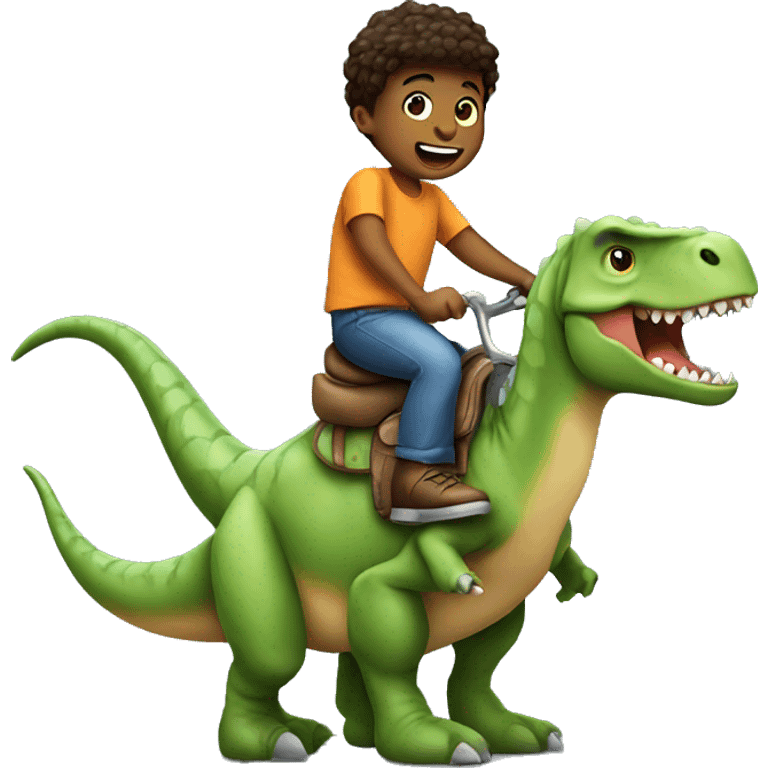 a boy riding a dinosaur emoji