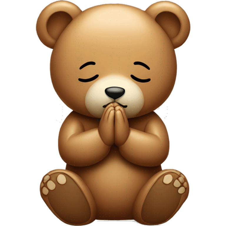 Teddy bear praying with closed eyes emoji