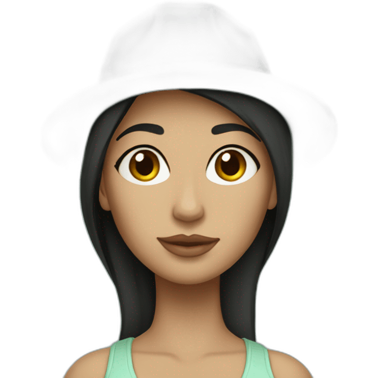 Latina with sea foam colored flat brim hat and dark straight hair emoji