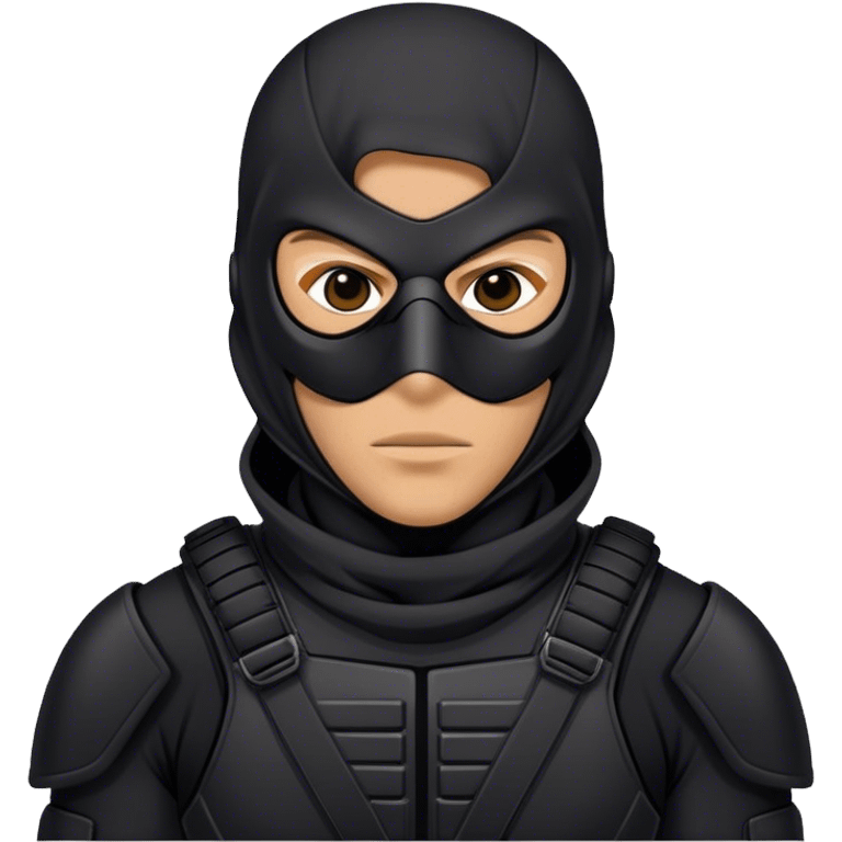 A masked assassin in a black tactical suit emoji