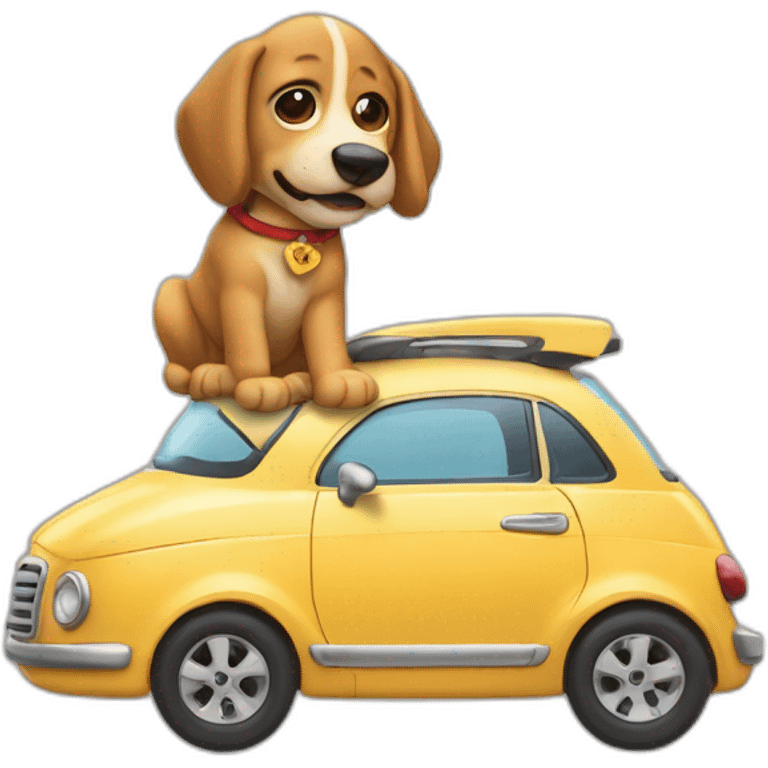 Perro subido a un coche emoji