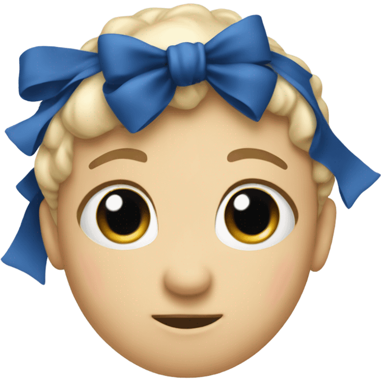 white cute emoji face with dark blue bow emoji