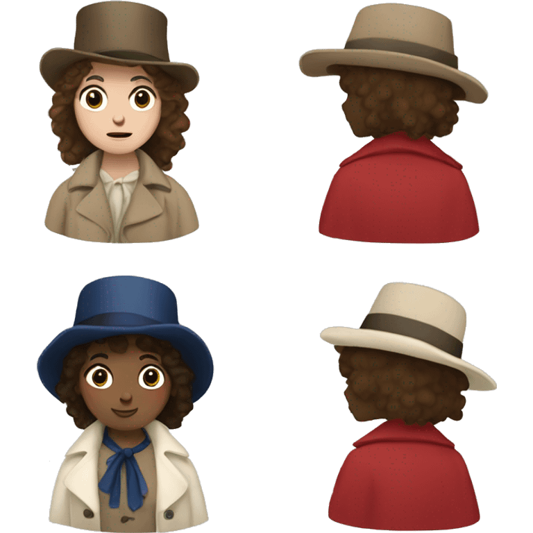 Eponine in Les Miserables with red hat, white skin and nude coat emoji