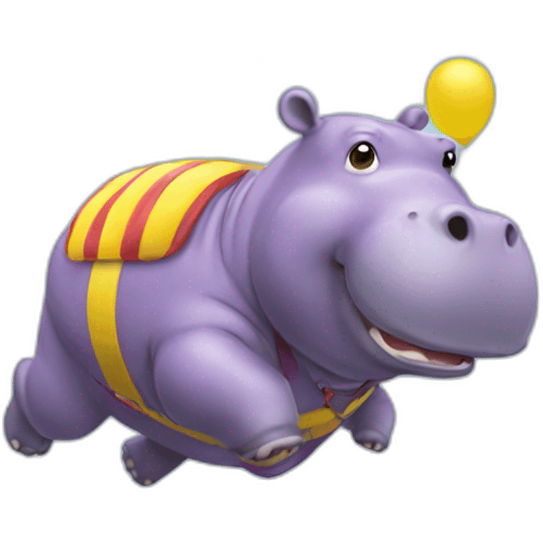 Hippo jumping parachute emoji