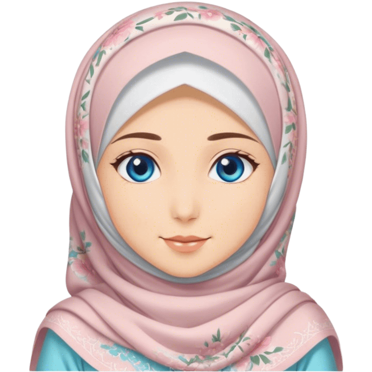 Turkish beautiful finish Konya girl blue eyes with hijab and blooming dress emoji