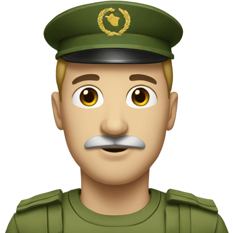 white man with small black mustache wearing green army hat emoji