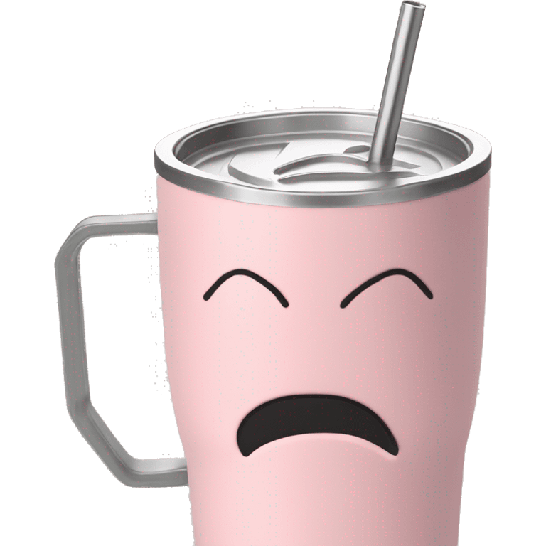 Light pink 40oz Stanley tumbler with handle and straw emoji