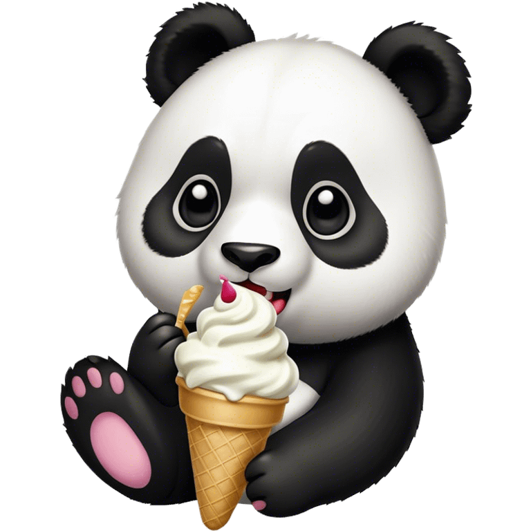 Panda eating ice cream emoji