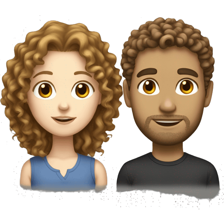 white boyfriend with curly hair and brunette white girl emoji