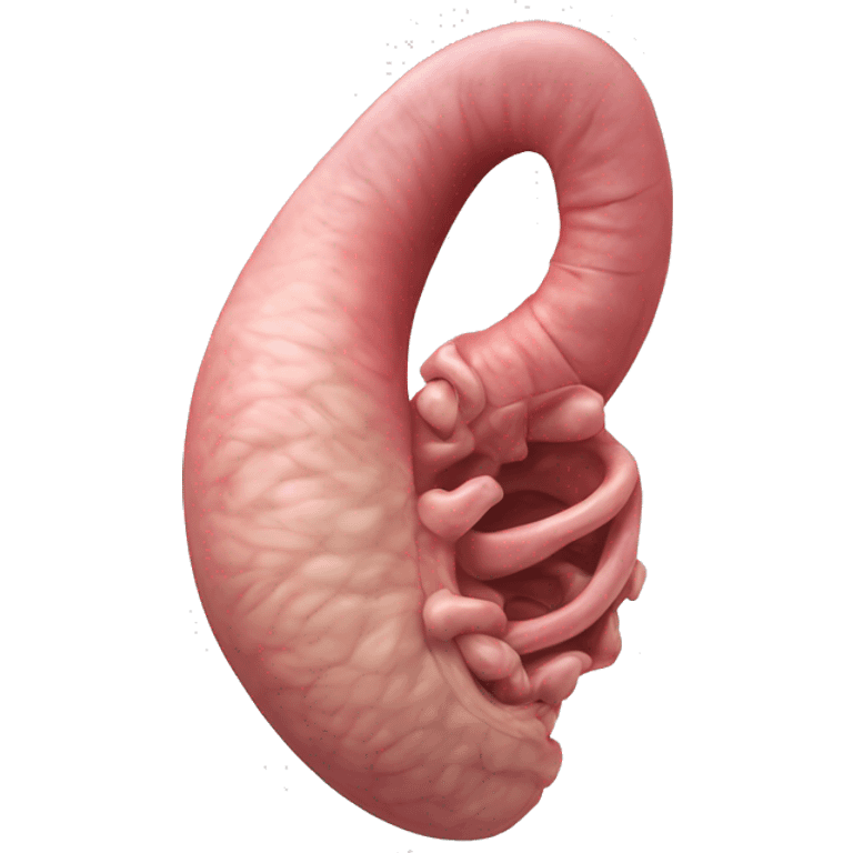 Realistic image of a human stomach, with its J-shape, inner folds, and a smooth pinkish surface, showing clear anatomical details and subtle shading.” emoji