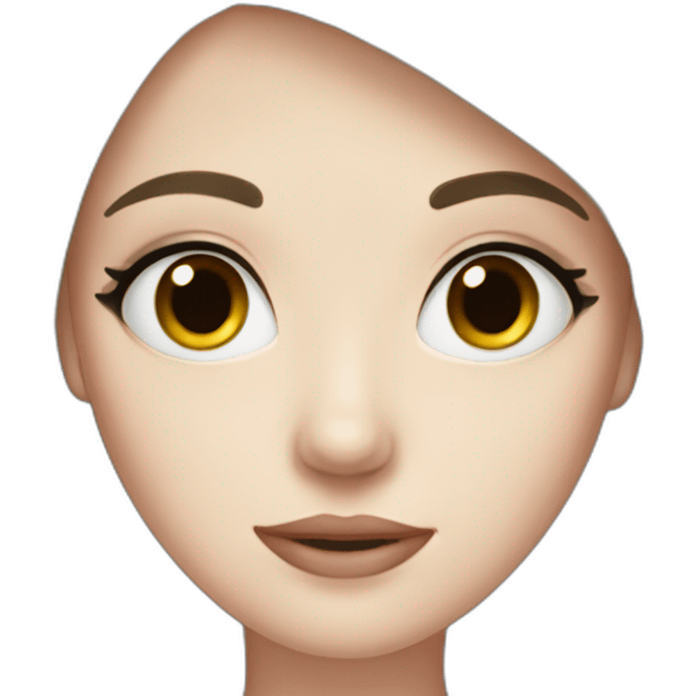 Woman, pale skin, dark straight hair, big black eyes emoji