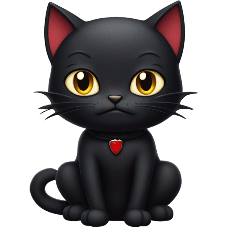 black cat in a Dracula costume sits sternly emoji