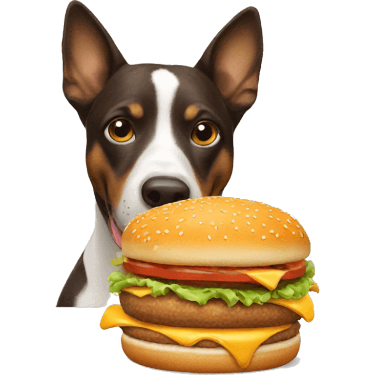 Dog eating burger emoji