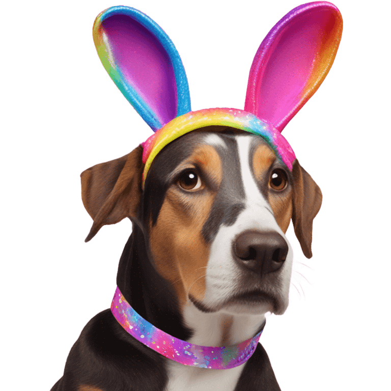 Lisa Frank Easter bunny headband on dog emoji