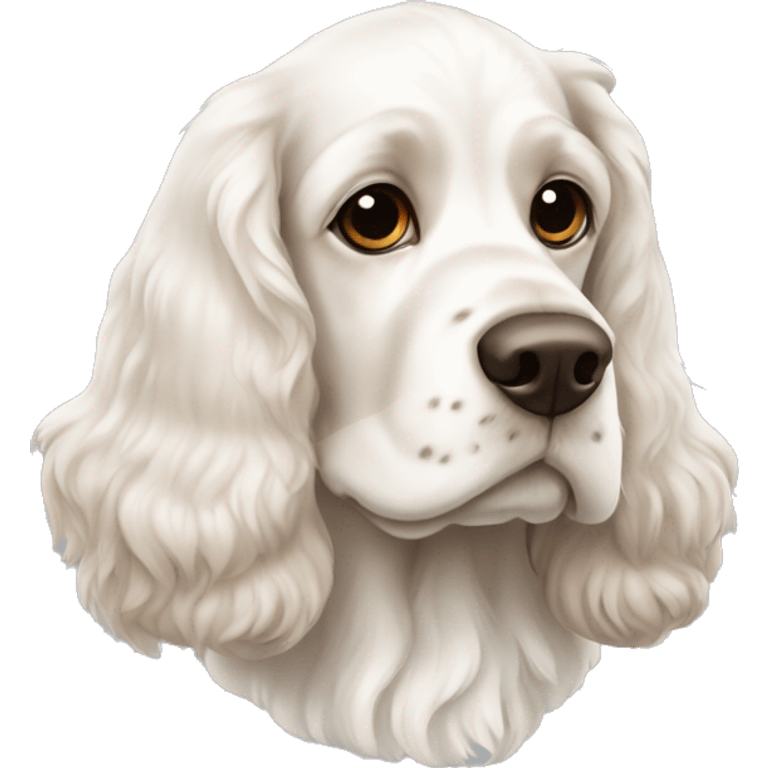 White cocker spaniel with dark brown ears emoji