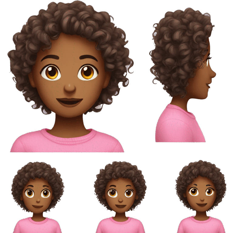 Curly girl with pink sweater  emoji