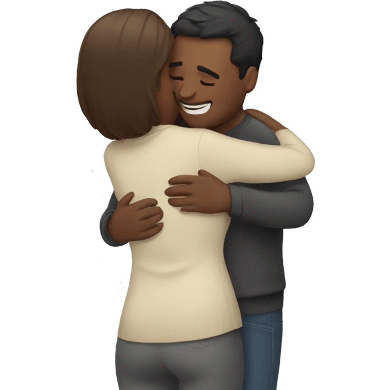 Man hugs woman emoji